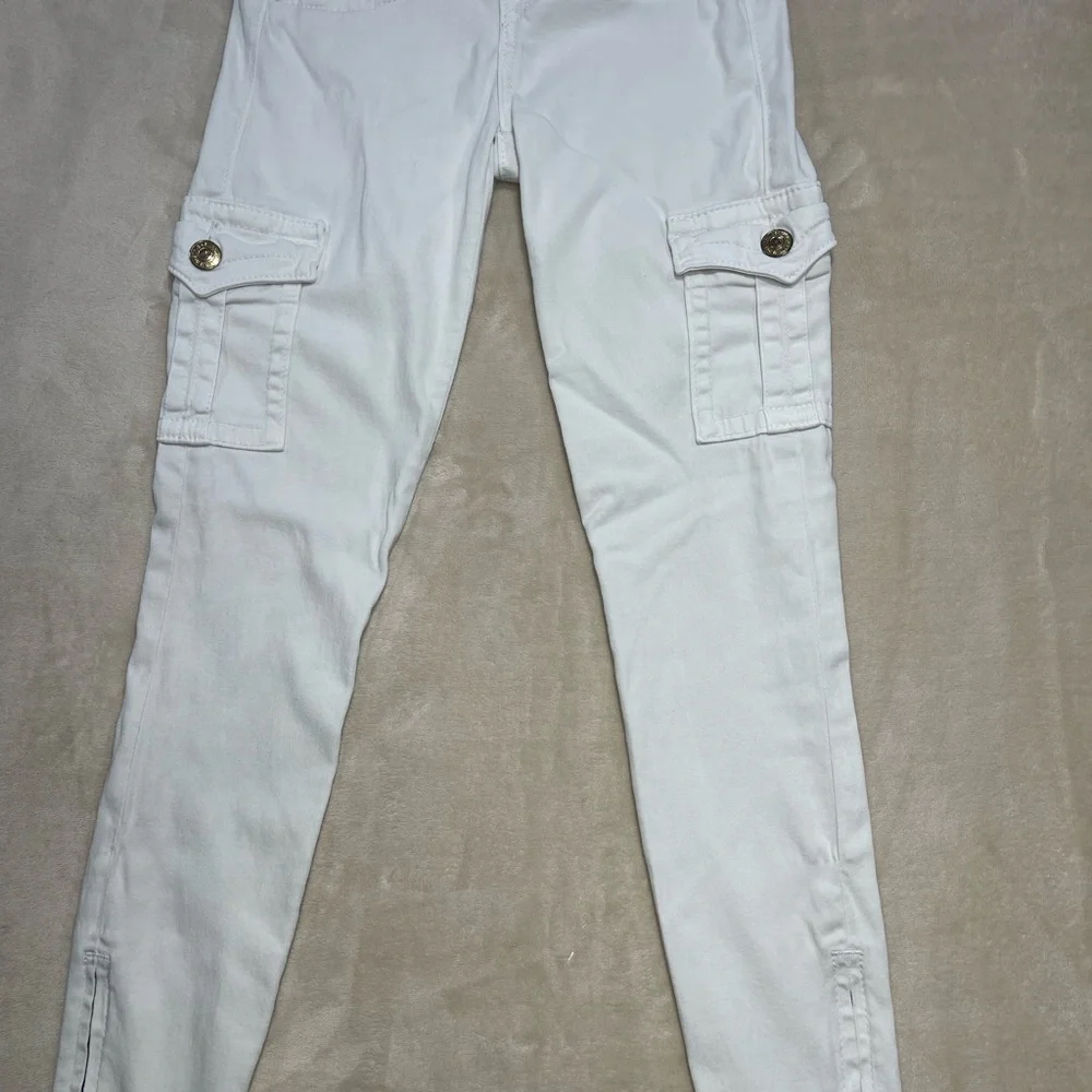 True Religion White Cargo Skinny Jeans Women Size 26 Stretch Zip Ankle - Picture 2 of 8